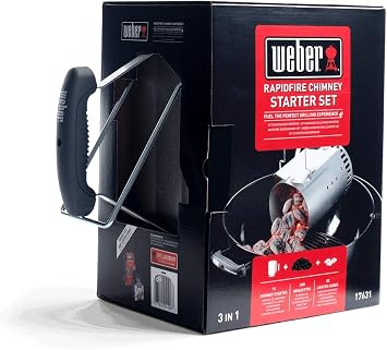 Weber 1131004 Go-anywhere Portable BBQ, Black, 415.0 mm*550.0 mm*280.0 mm & 17631 Chimney Starter Set