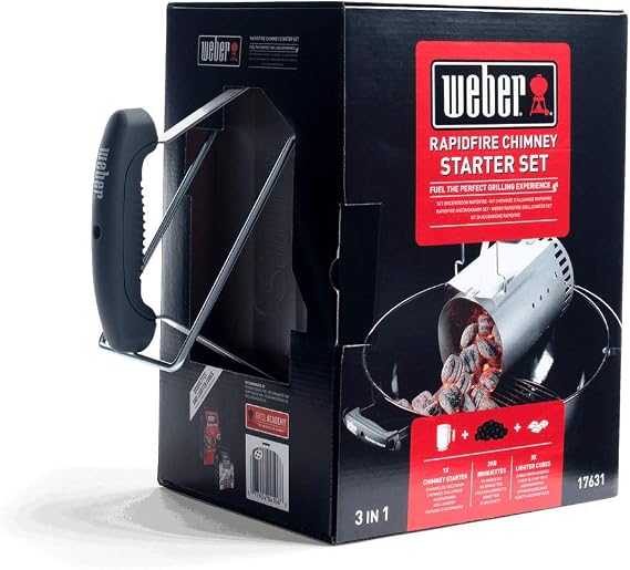 Weber 1131004 Go-anywhere Portable BBQ, Black, 415.0 mm*550.0 mm*280.0 mm & 17631 Chimney Starter Set