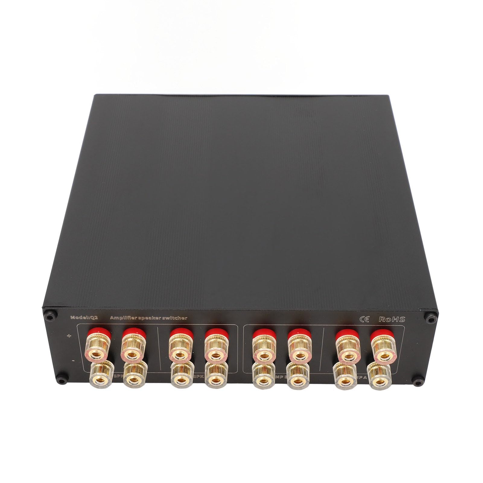 XUMIUZIY Interruptor Selector de Altavoz Amplificador con Componentes Premium para Configuración de Sonido Personalizada, 2 en 2 Salidas para Uso Doméstico Aleación de Aluminio, Cobre Chapado en Oro