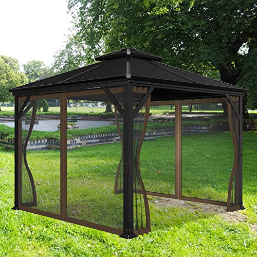 8-Ft X 8-Ft Gazebo Netting Replacement,Universal 4-Panel Mosquito Netting For Gazebo With Zippers(Only Netting)-Brown #TOP6
