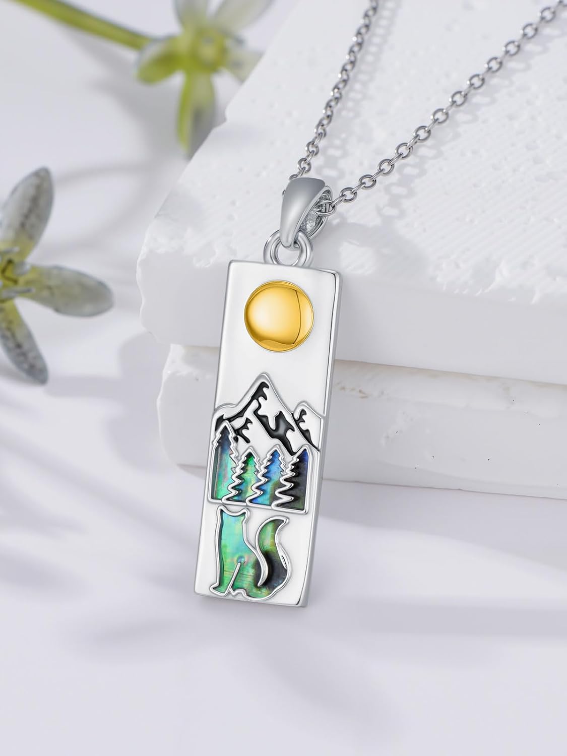 Dorunmo Mountain Necklace 925 Sterling Silver Mustard Seed/Wolf/Fox/Bear/Christmas Thanksgiving Nature Jewelry Gift for Skiers Hikers Campers Climbers - Image 2