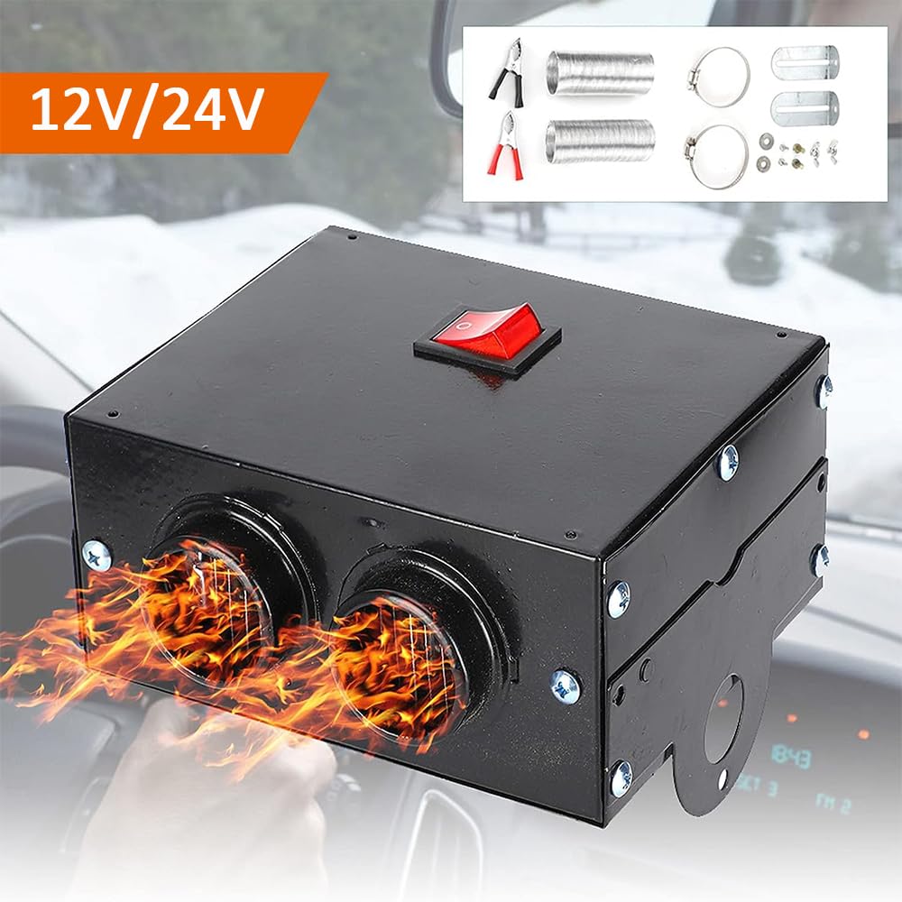 Wentylator nagrzewnicy samochodowej 500W Odszraniacz szyby Demister Automobile Zimowy grzejnik elektryczny, do samochodów ciężarowych, pojazdów dostawczych, samochodów dostawczych,24v,4 Hole