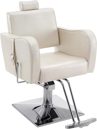 BarberPub Silla de peluquero hidráulica reclinable de cuero clásico antiguo para peluquería Spa Salon Styling Equipo de belleza 3124 (champán)