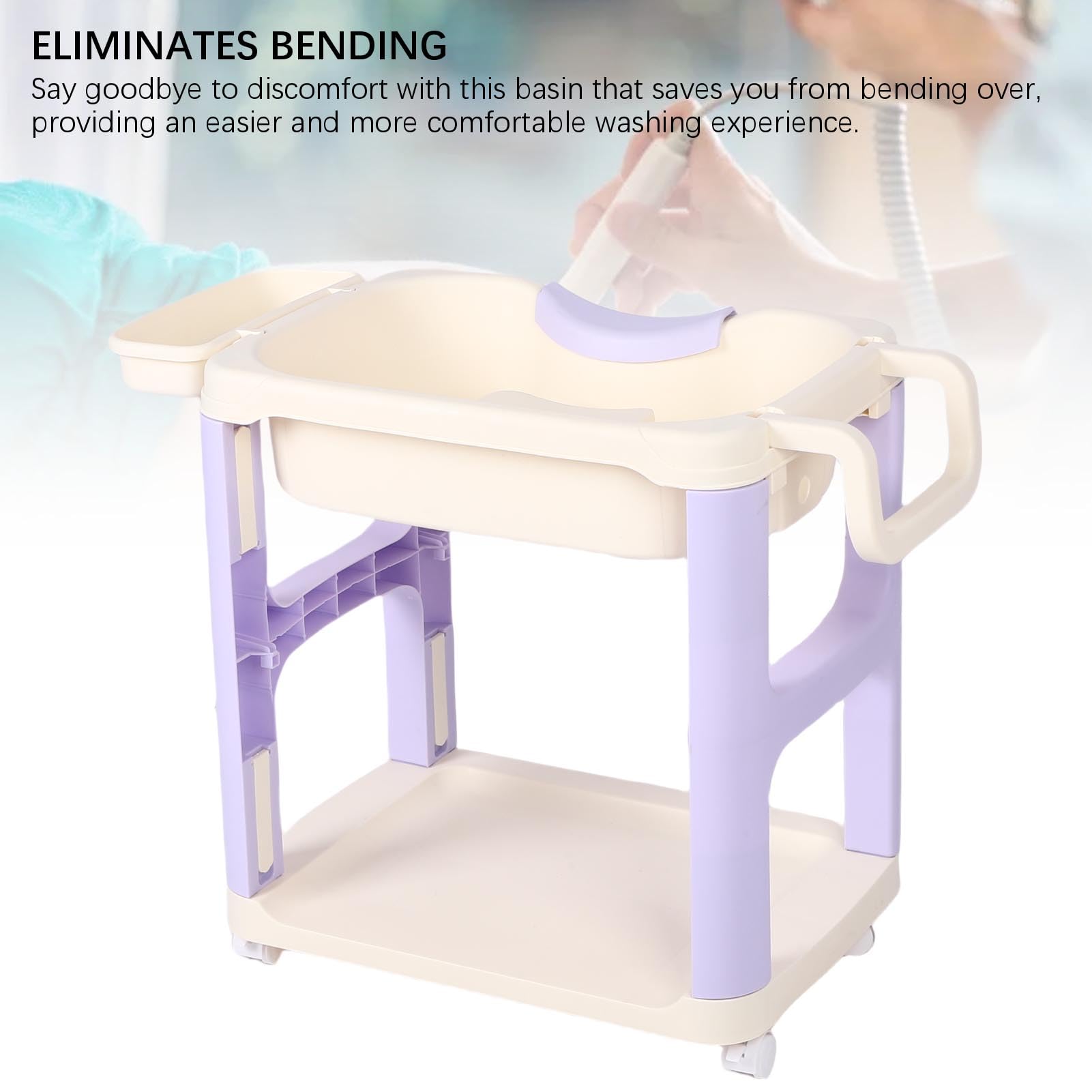 Naroote Haarwaschbecken für zu Hause, Wiederverwendbare Ergonomische Shampoo-Wanne mit Universalrädern und Einzigartigem Flach Liegendem Design, für Senioren, Kinder und Patienten (PURPLE)