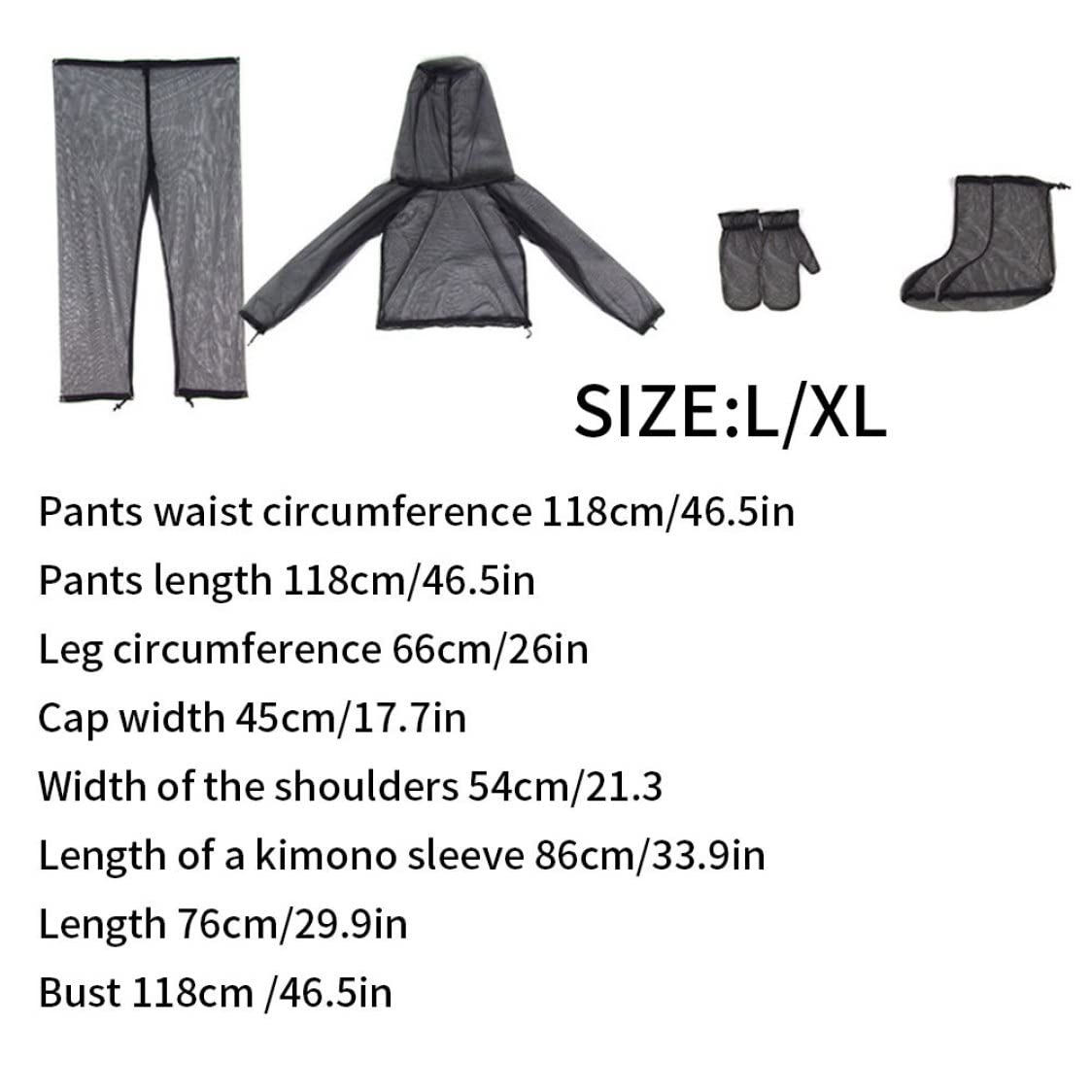 Vêtements Anti-moustiques 4 pièces moustiquaires Respirantes translucides Costume réglable Protection Pliable pour Camping Cyclisme pêche randonnée