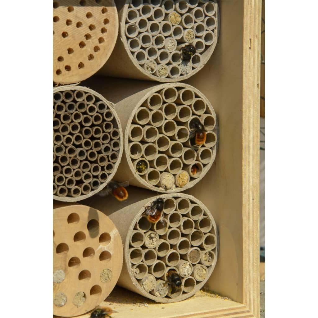 dobar 28450e - Casetta Professionale per Insetti per api Selvatiche, con tubetti di Carta, 16 x 12,5 x 23 cm, in Betulla Naturale