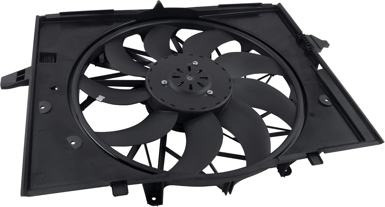 BOXI Engine Cooling Fan Assembly Fits for BMW E60 525 530 545 645 / for BMW E65 750 (Replace 17427543282 17427514181)