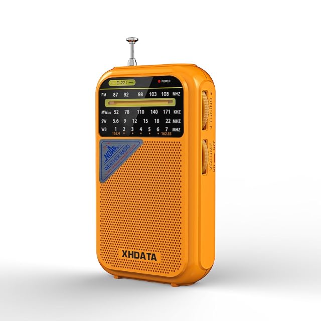 XHDATA D221 NOAA Weather Radio Portable AM FM Shortwave Radio Receiver 2 AA Battery Operated Transistor Radio with
