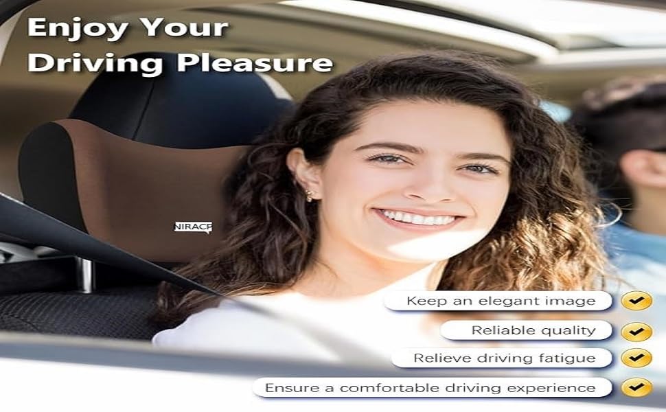 Image of Car Neck Rest Pillow for Head Rest Memory Foam Neck Support, Car Pillows and Cushions for Head & Neck Support in Travel for All Car Support (Brown)