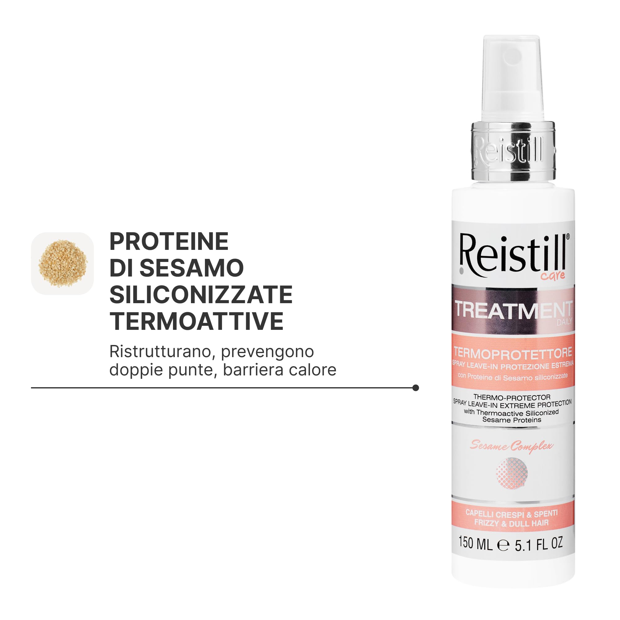 Spray Termoprotettore Capelli Leave-In, Protegge Dal Calore, Ammorbidisce e Nutre, per Tutti i Tipi Di Capelli, con Proteine Di Sesamo 150 ml