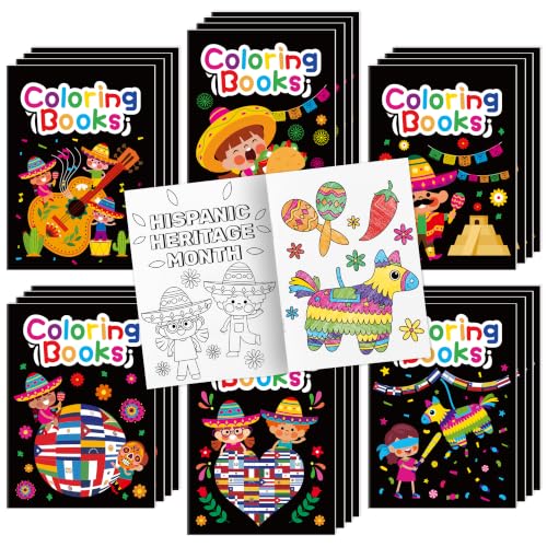 Image of Hispanic Heritage Month Mini Coloring Books for Kids DIY Party Favor | Bulk Latino American Themed Mini DIY Coloring Books for Kids Hispanic Heritage Month Party Supplies Goodies Bags Stuffer