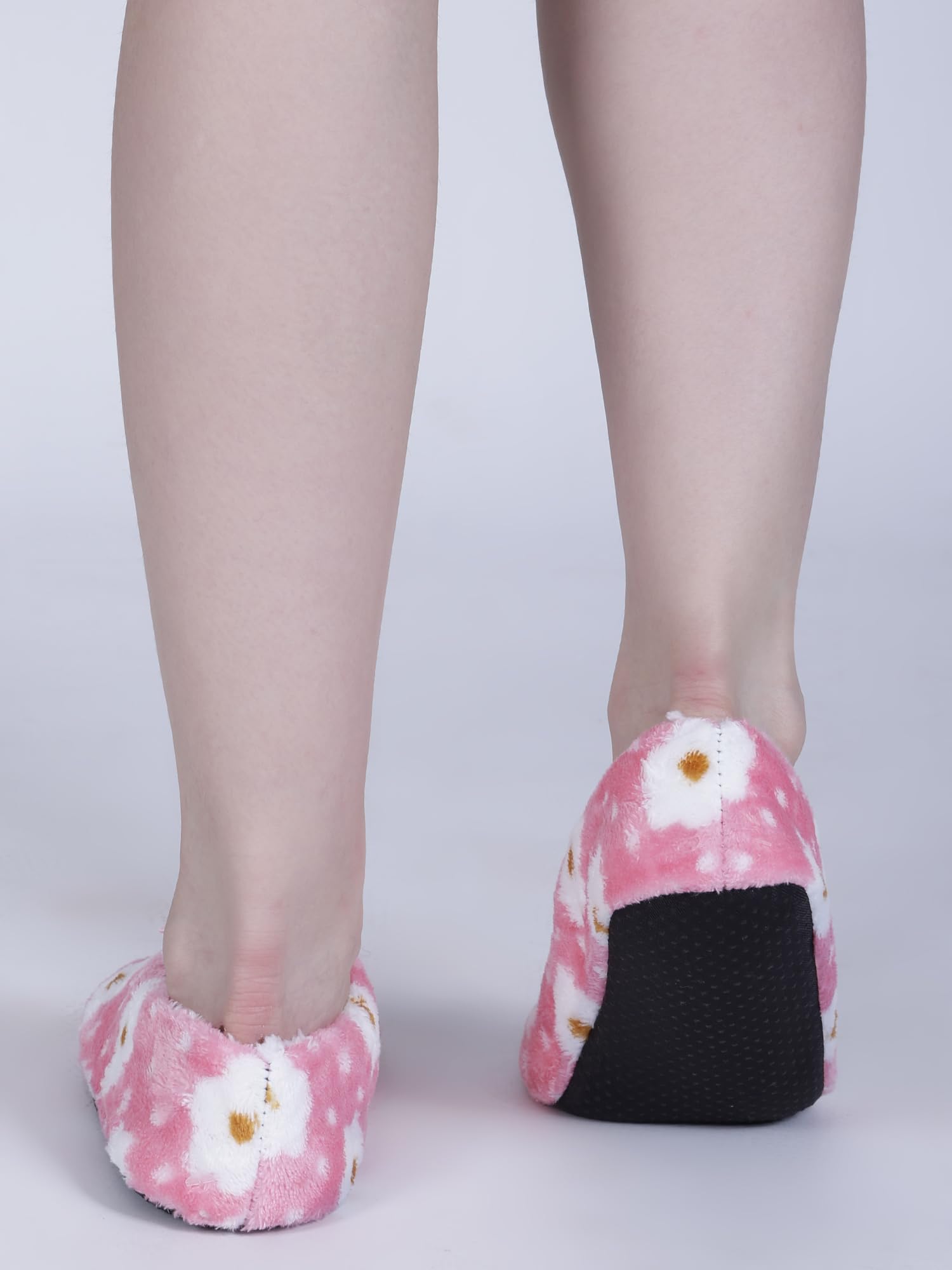 Dollar Women Anti-Slip Super Elastic Cotton Indoor Outdoor Floor Slipper Causal No Show Fur Slipper Socks In (Pack of 1), Pink, 6 UK 2