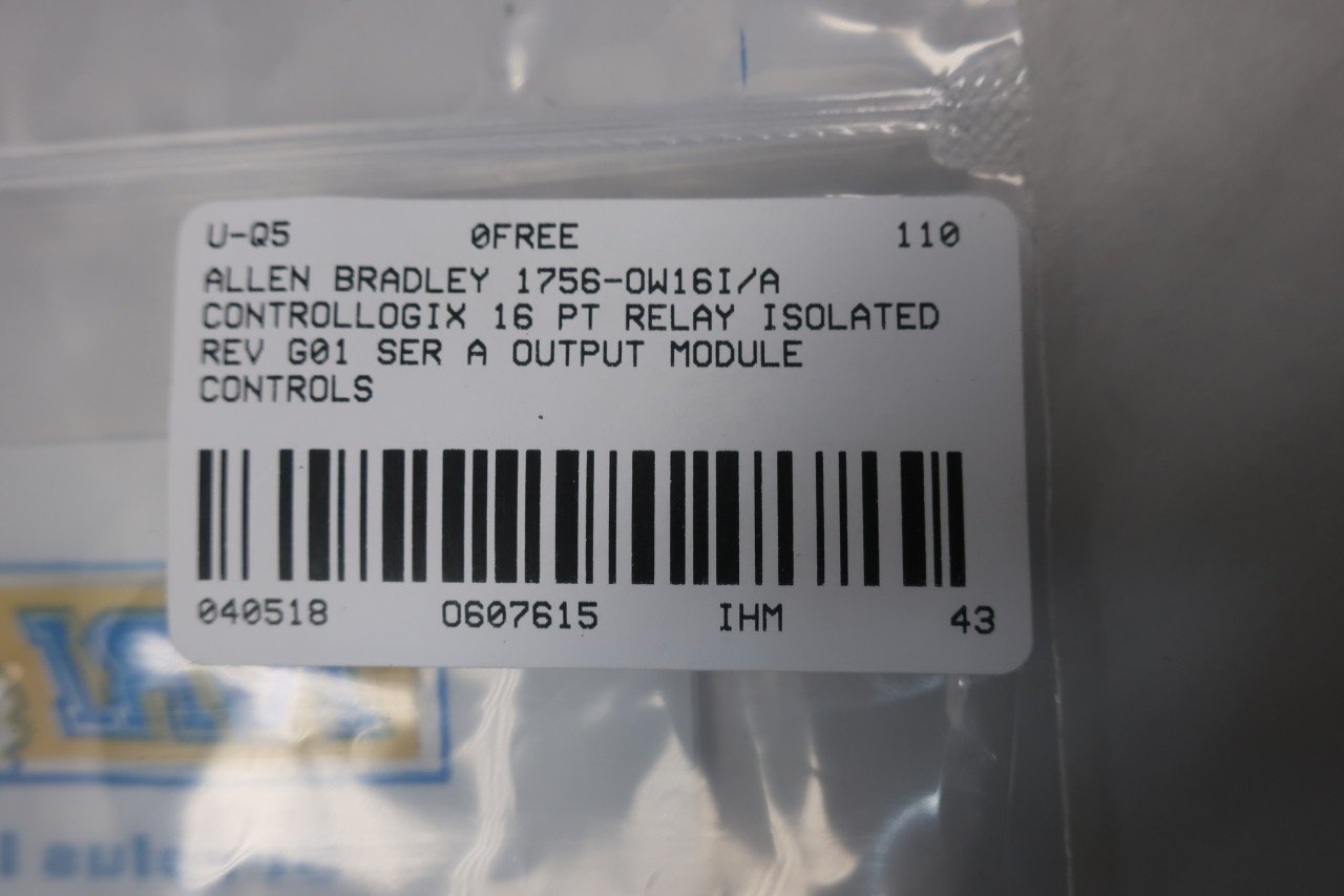Close-up of the Allen-Bradley 1756-OW16I product label
