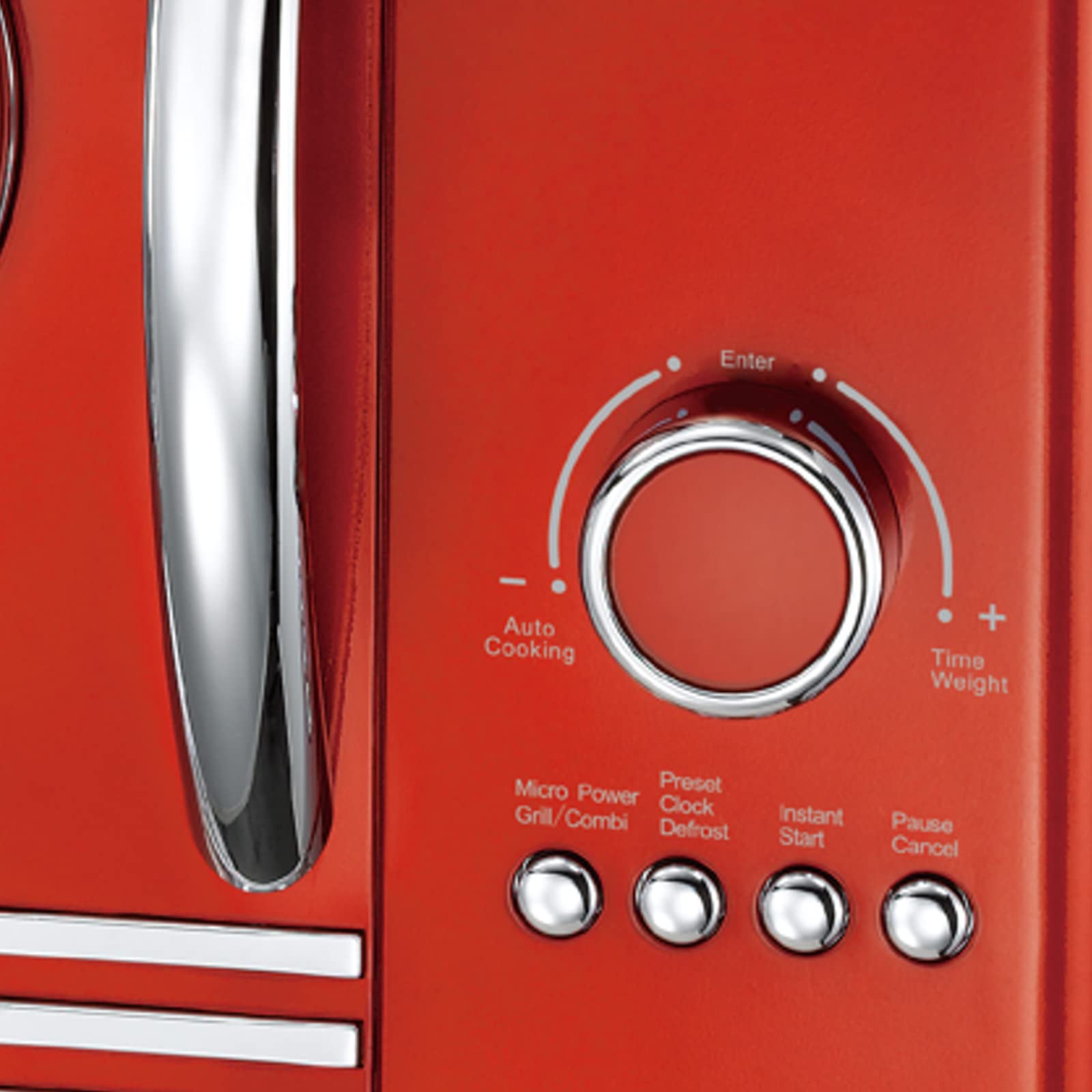 Melissa Four à micro-ondes rétro 16330129-1000 W - cavité 23 L - modèle avec fonction grill - rouge métallisé