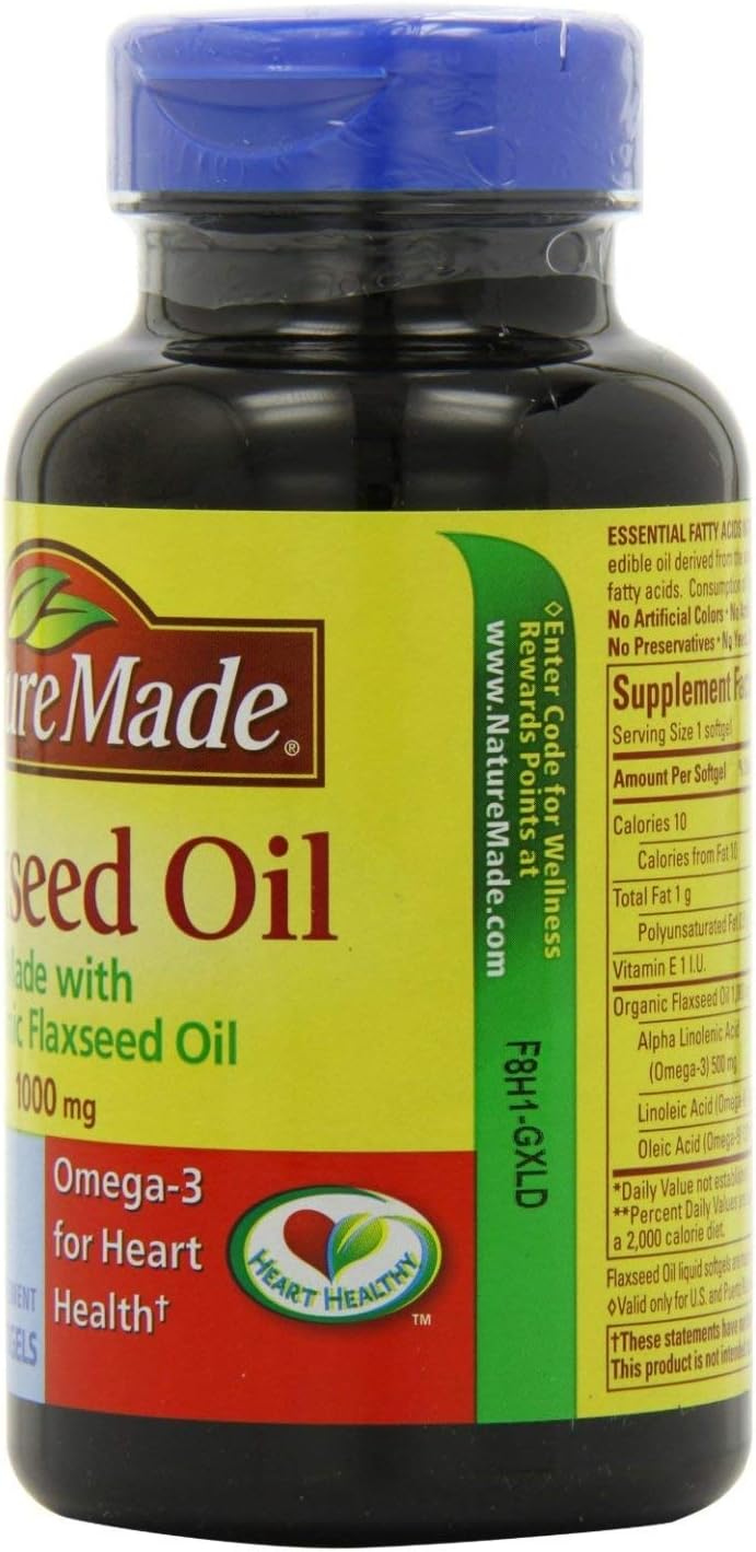 Nature Made Flaxseed Oil 1000 mg Softgels 100 ea (Pack of 2)