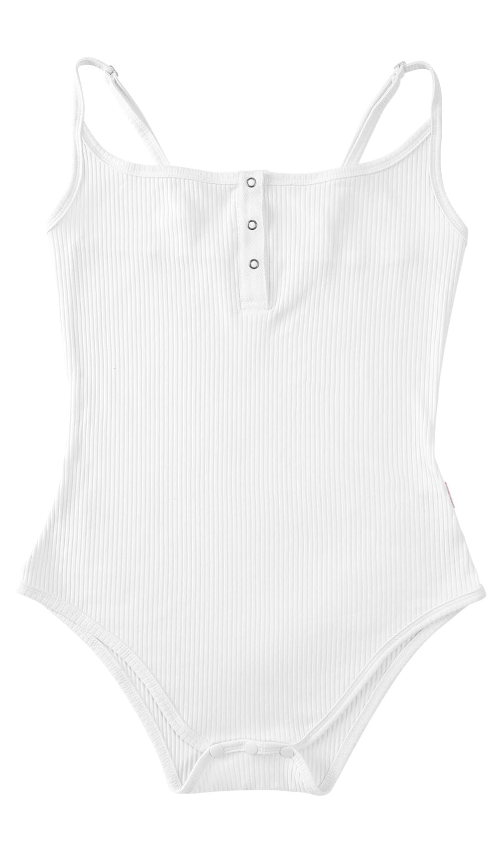 CutiePlusU Cotton Button Crotch Adult Sling Onesie Bodysuit V-neck Button: White X-Large
