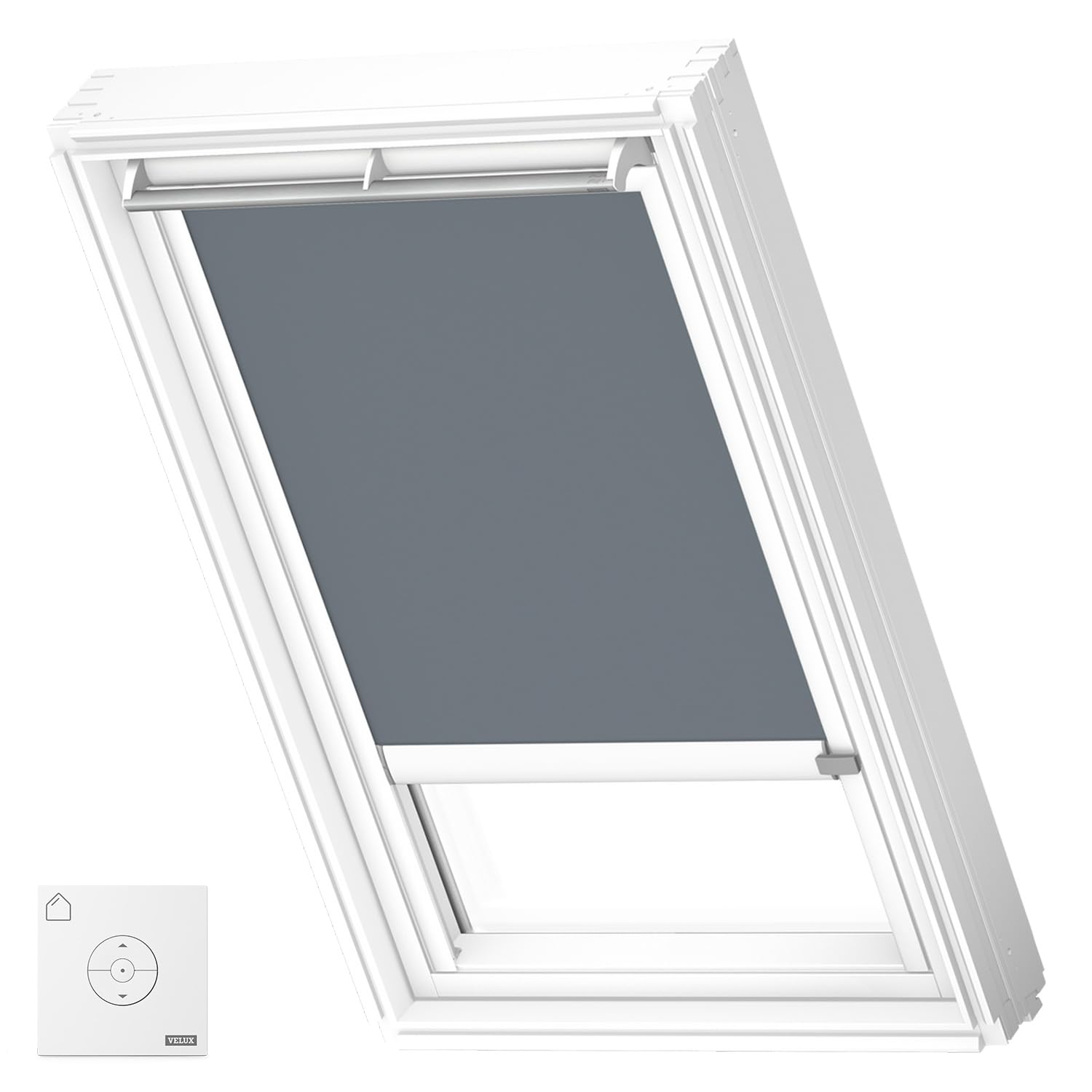 VELUX Solar Powered Blackout Blind (DSL), White Frame, C04, Dark Petrol