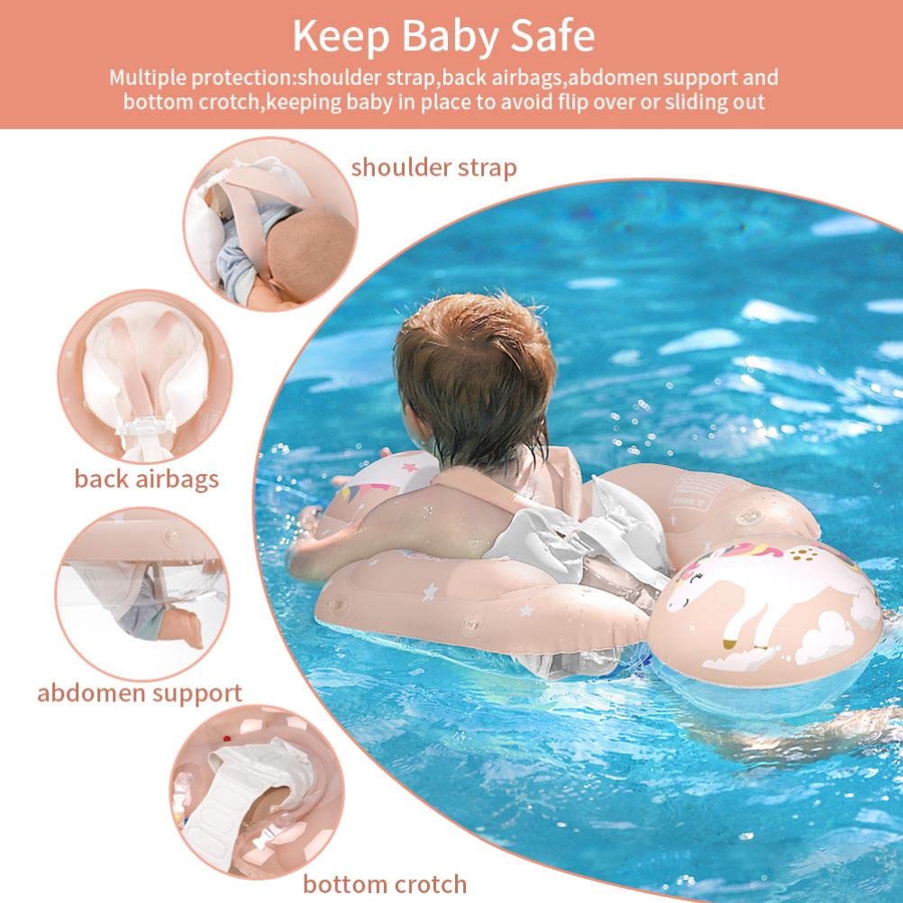 Bouée de Natation pour bébé avec Pare-Soleil, bouée de Natation Gonflable pour Poney, entraîneur de Natation pour bébé Aide à la Natation pour bébé avec Protection Solaire Amovible pour bébés