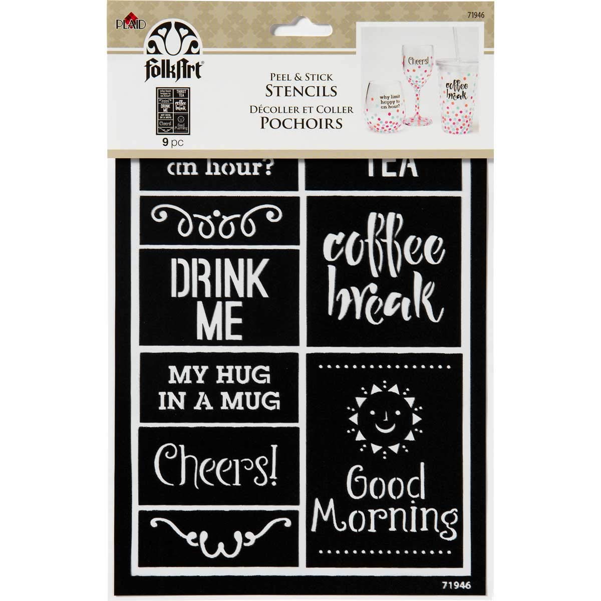 FolkArt Peel and Stick Stencil, 5" x 8", Hug in A Mug