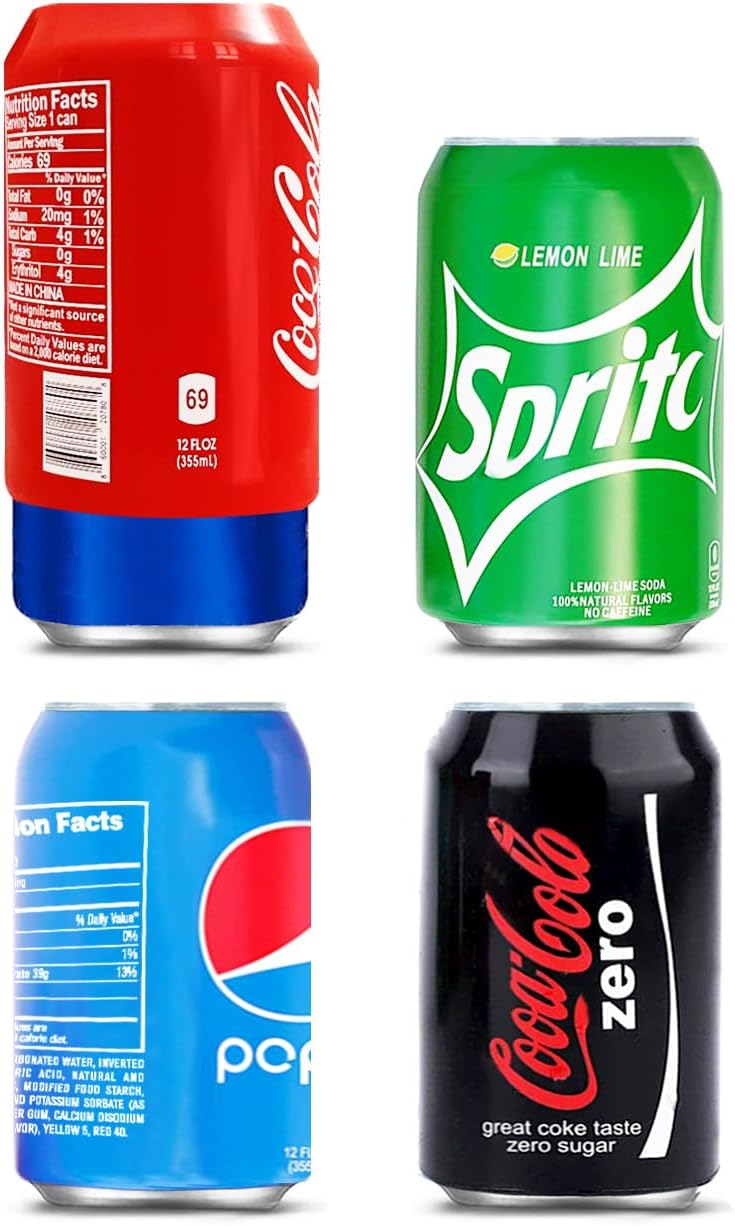 Can Covers that Look Like Soda, Silicone Sleeves for Cans, Can Wraps, Fits All 12FL OZ 355ml (Mixed, 4 Pack)