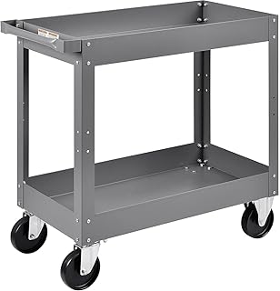 Global Industrial 2 Shelf Deep Tray Steel Stock Cart, 500 Lb. Capacity, 30