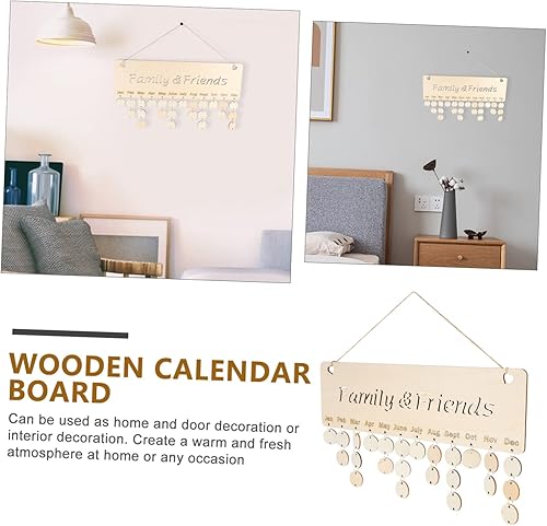 Miniatura 4 de HOMSFOU Wooden Calendar Hanging Tag Birthday Reminder Plaque Birthday Calendar Reminder Birthday Perpetual Calendar Wooden Birthday Calendar