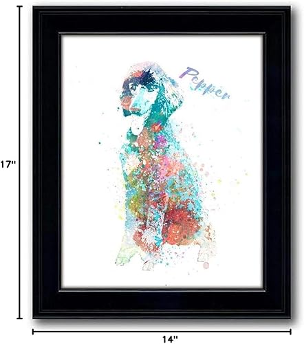 Vista 110 de Regalo personalizado para perros y amantes de los perros. Estilo acuarela. (lienzo enmarcado de 20 x 25 pulgadas, Golden Retriever)