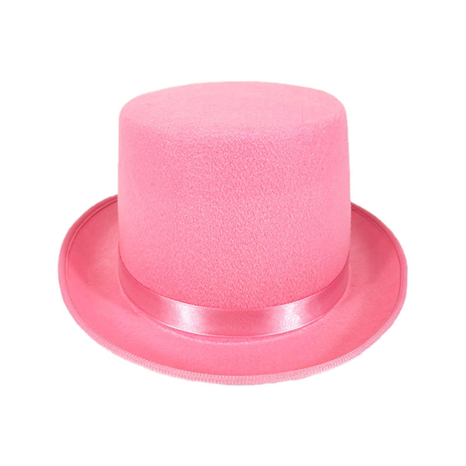 PWGGMAA Deluxe Top Hat for Adults, Classic Tuxedo Magician Hat with Satin Band, Costume Accessory for Men & Women (Pink, 31cm*27cm)