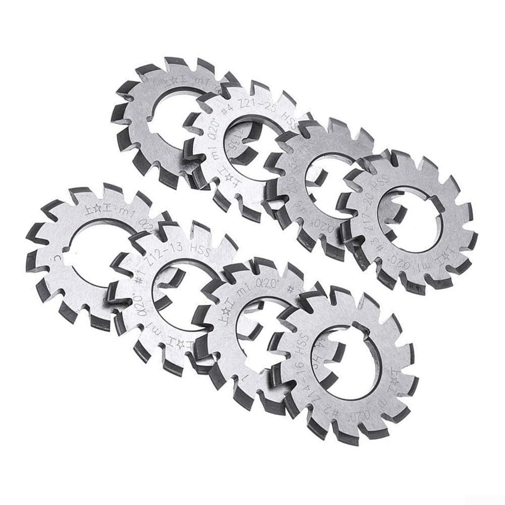 Lot de 8 fraises à engrenages HSS M1 d'un diamètre de 22 mm pour plus de précision