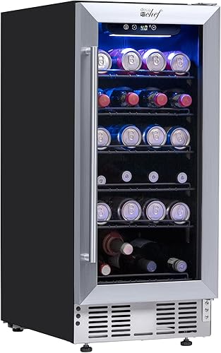 Miniatura 8 de Deco Chef Enfriador de bebidas bajo encimera de 15 pulgadas para cerveza, vino, refrescos y capacidad de 115 latas, control digital de temperatura