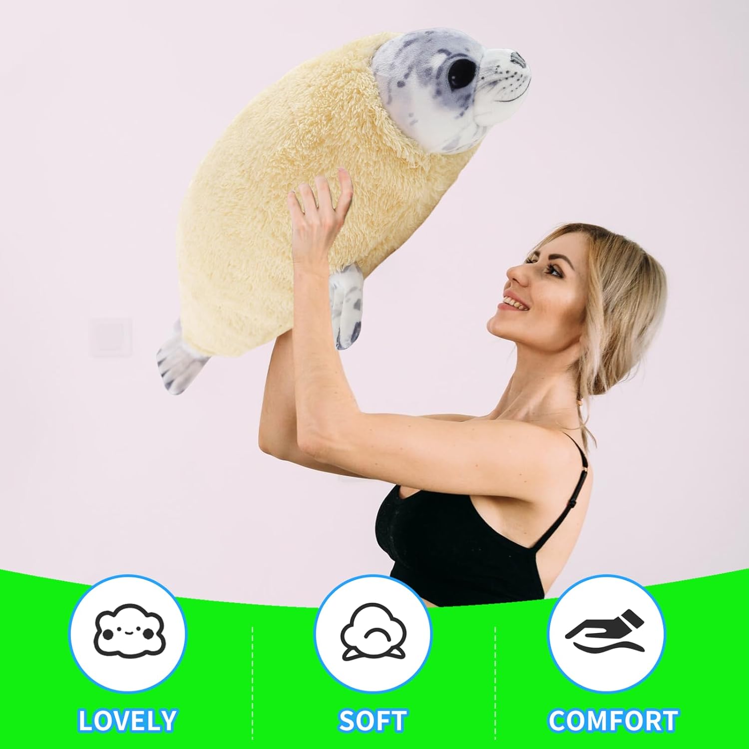 25‘’ Chubby blob Seal Stuffed Animal Plush Pillow,Soft Stuffed Seal Plushies for Boys Girls,Gifts for Birthday,Valentine,Christmas - Image 4