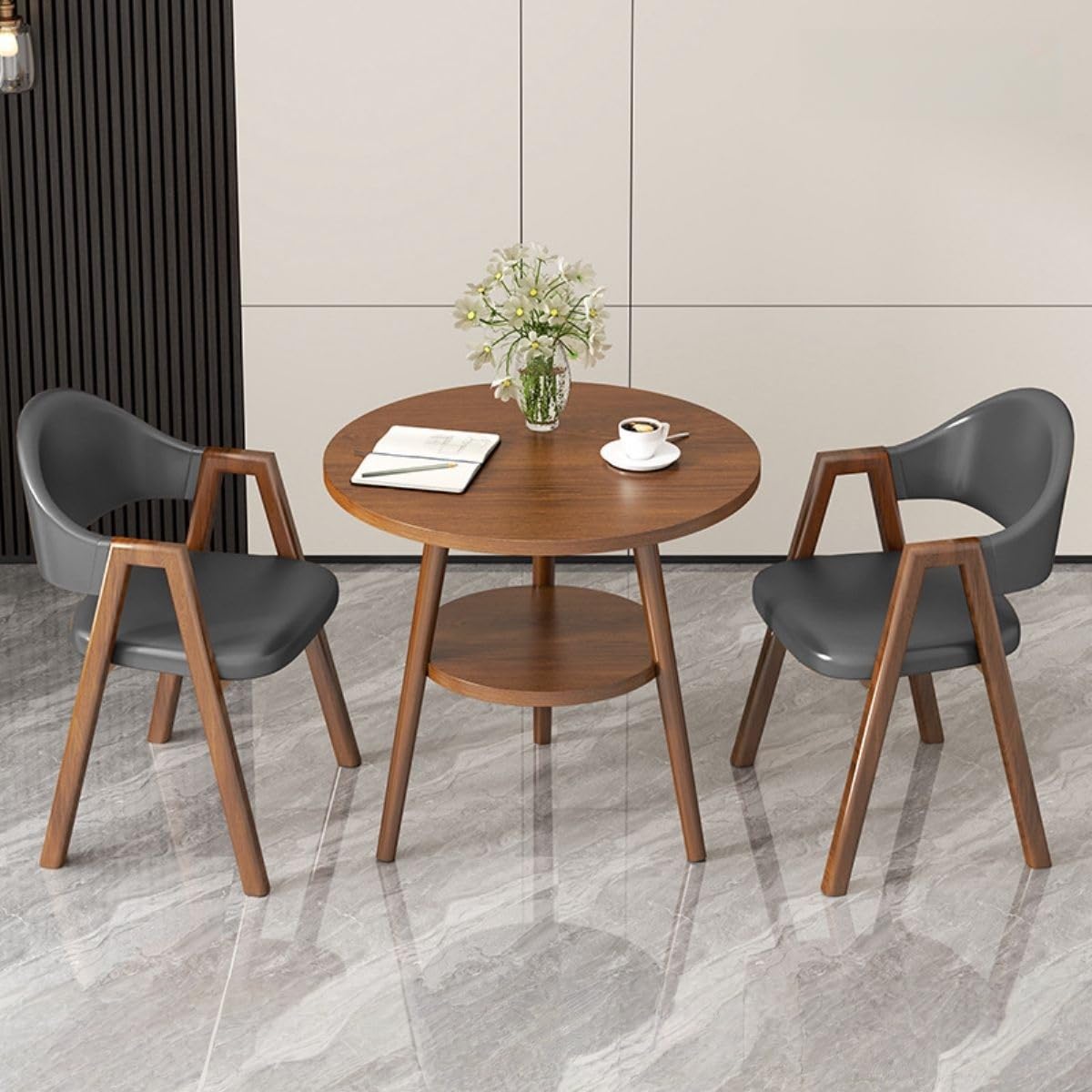 Office Reception Desk and Chair Set, Small Dining Table with Chairs, Business Coffee Leisure Table and Chair Set for Lounge, Living Room, Kitchen, Cafe, Small Spaces