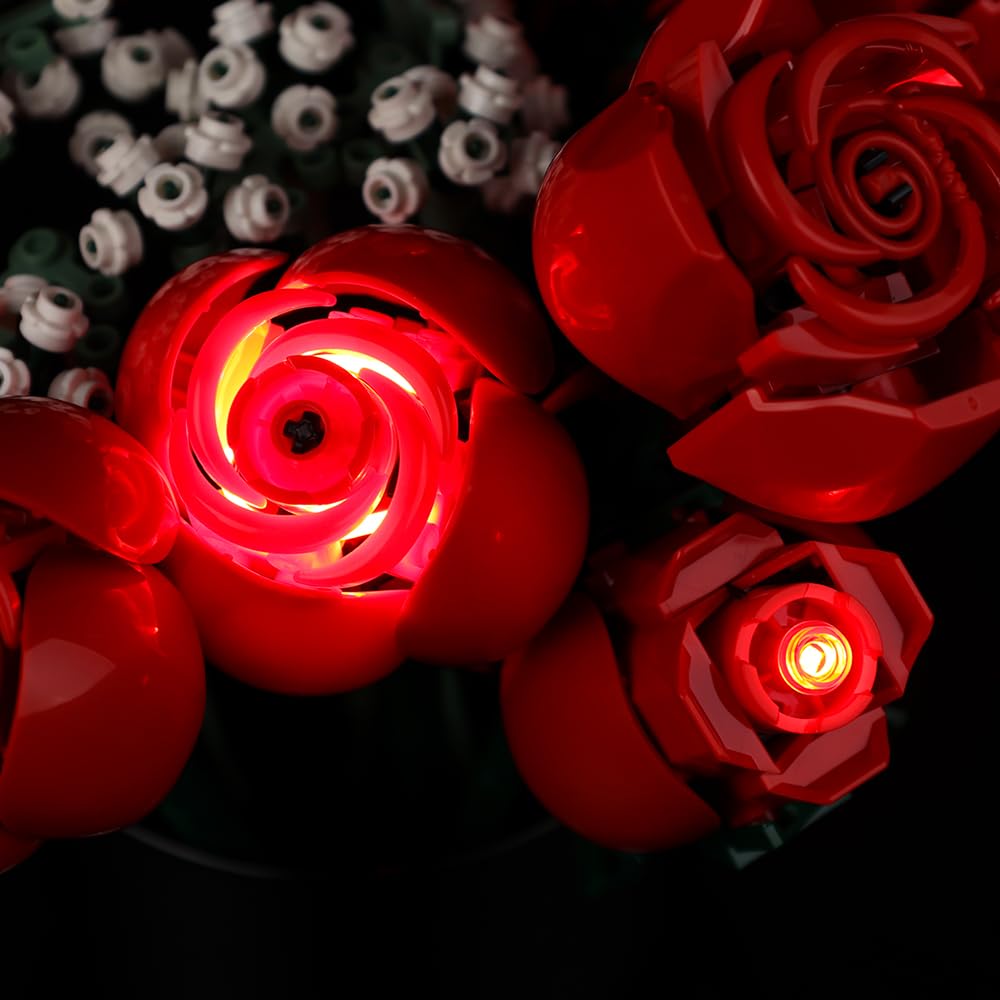 Kyglaring LED Light Kit for Lego Icons Roses Bouquet 2024 Building Set, Bouquet of Roses Lighting Kit Designed for Lego 10328 Botanical Collection, Gift for Valentine's Day-No Model(Classic Version)
