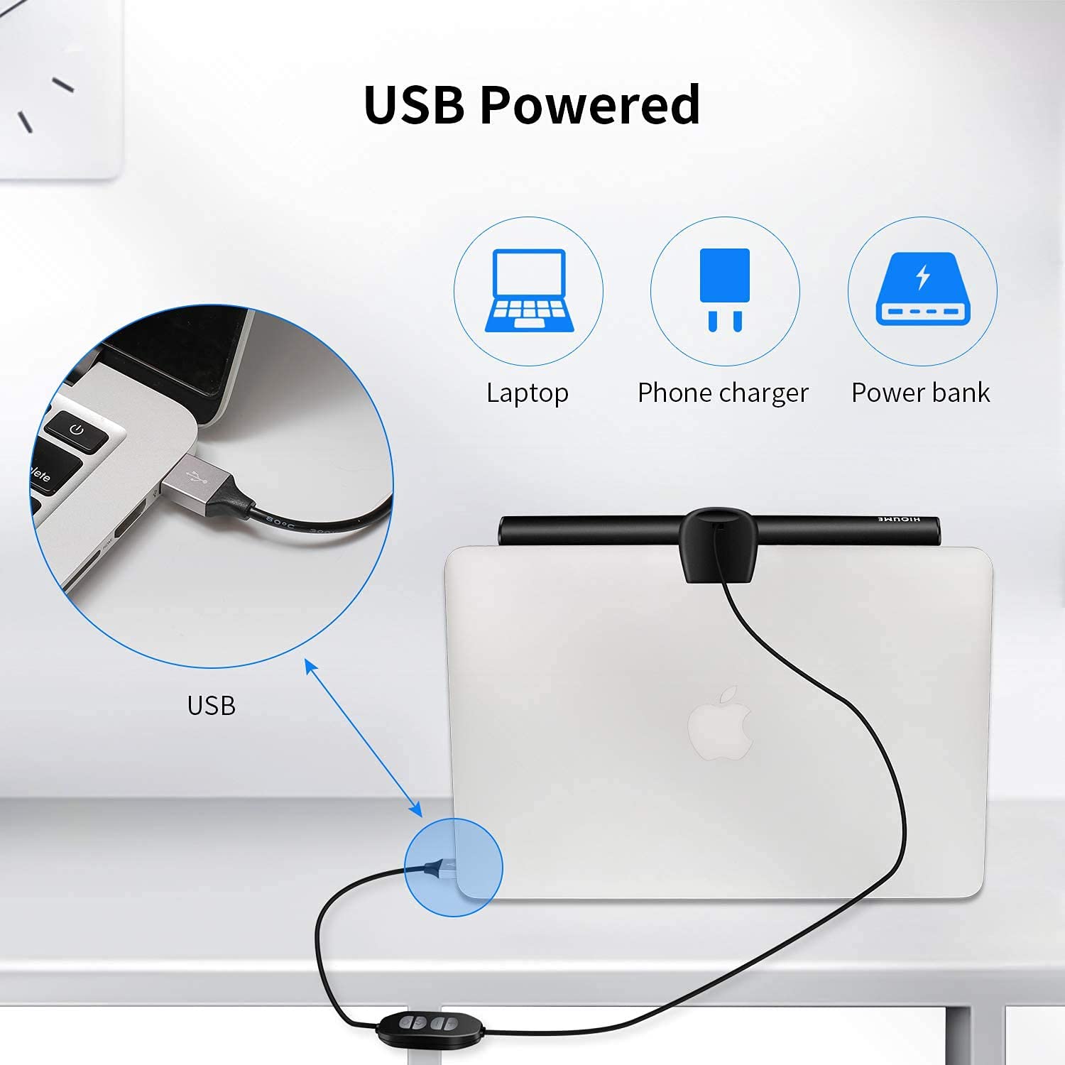 Anpro Lampe D'Écran D'Ordinateur USB | Lumière De Moniteur à Écran Tactile, Luminosité Et Teinte Réglable - Lampe Bureau LED