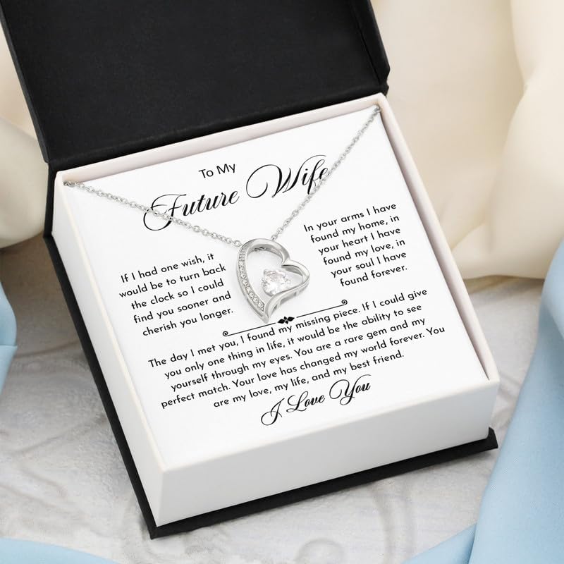 To My Future Wife Necklace From Husband, Necklace For My Wife With Love Letter, Birthday, Christmas, Valentine Gifts For Girlfriend Message Card