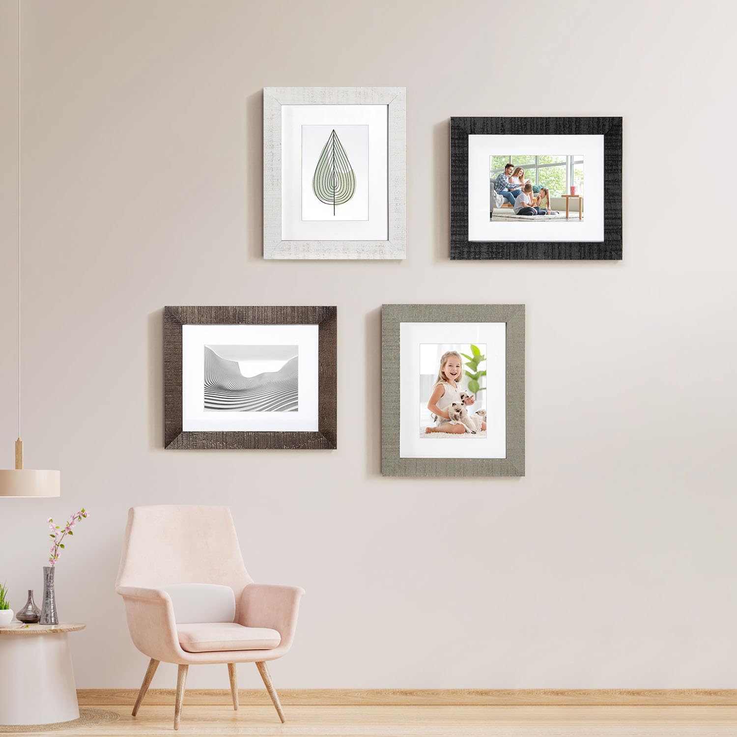 8x10 Wood Picture Frame Rustic Photo Frame Real Glass for Wall and Tabletop Black 2 Pack