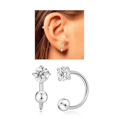 Miniatura 17 de Huggie Half Hoop Earrings for Women Girl Tiny Cartilage Earring Birthstone Stud Earrings For Women Hypoallergenic Stud Earrings Cartilage Earring