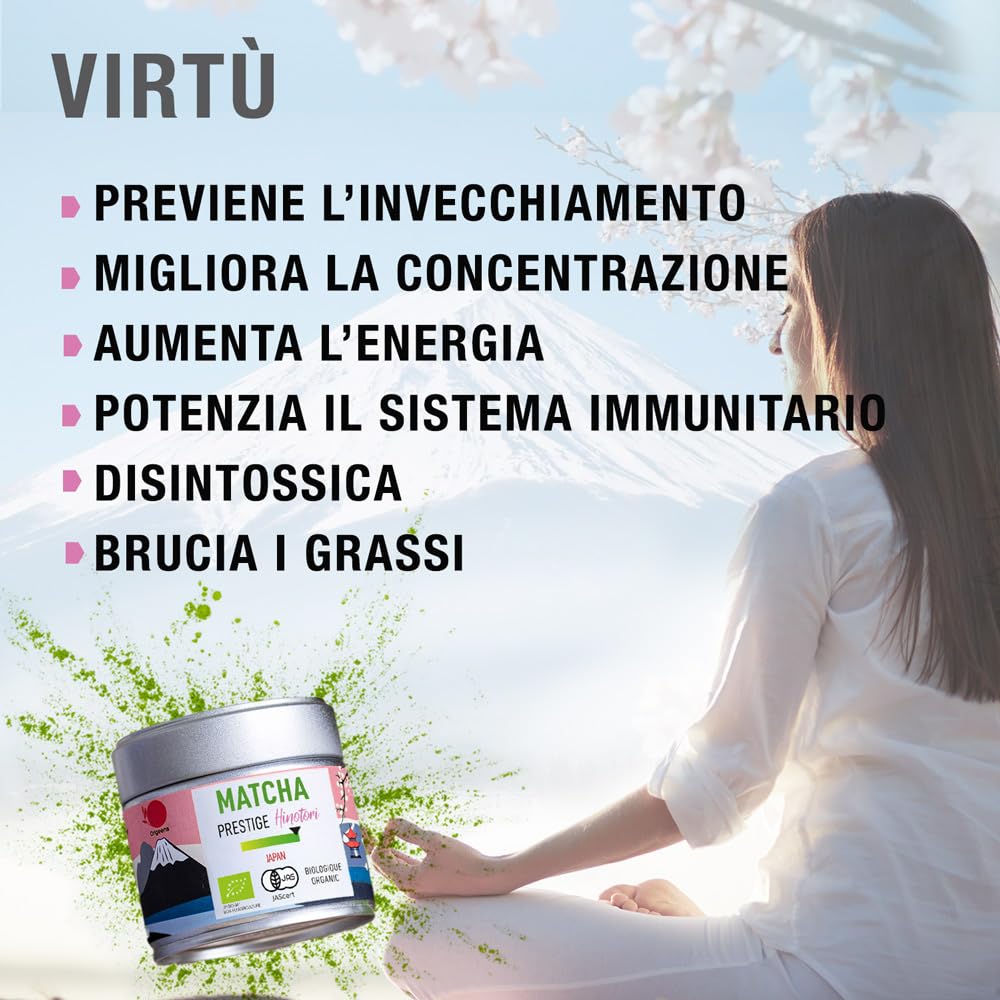 ORIGEENS TE MATCHA CERIMONIALE BIO PRESTIGE HINOTORI - Tè matcha BIO giapponese in polvere – Usucha/Koicha/Matcha Latte - Scatola 30g, Matcha Tea
