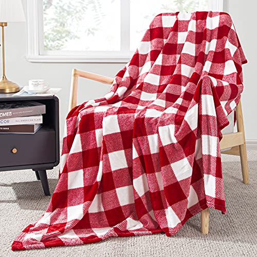 Topfinel Buffalo Plaid Throws Blanket,60 * 80 Inch For Adult And Kids, Lightweight, Red And White Gingham Soft Throw Blanket For Couch, Bed, Sofa Luxurious Warm And Cozy For All Seasons #TOP30