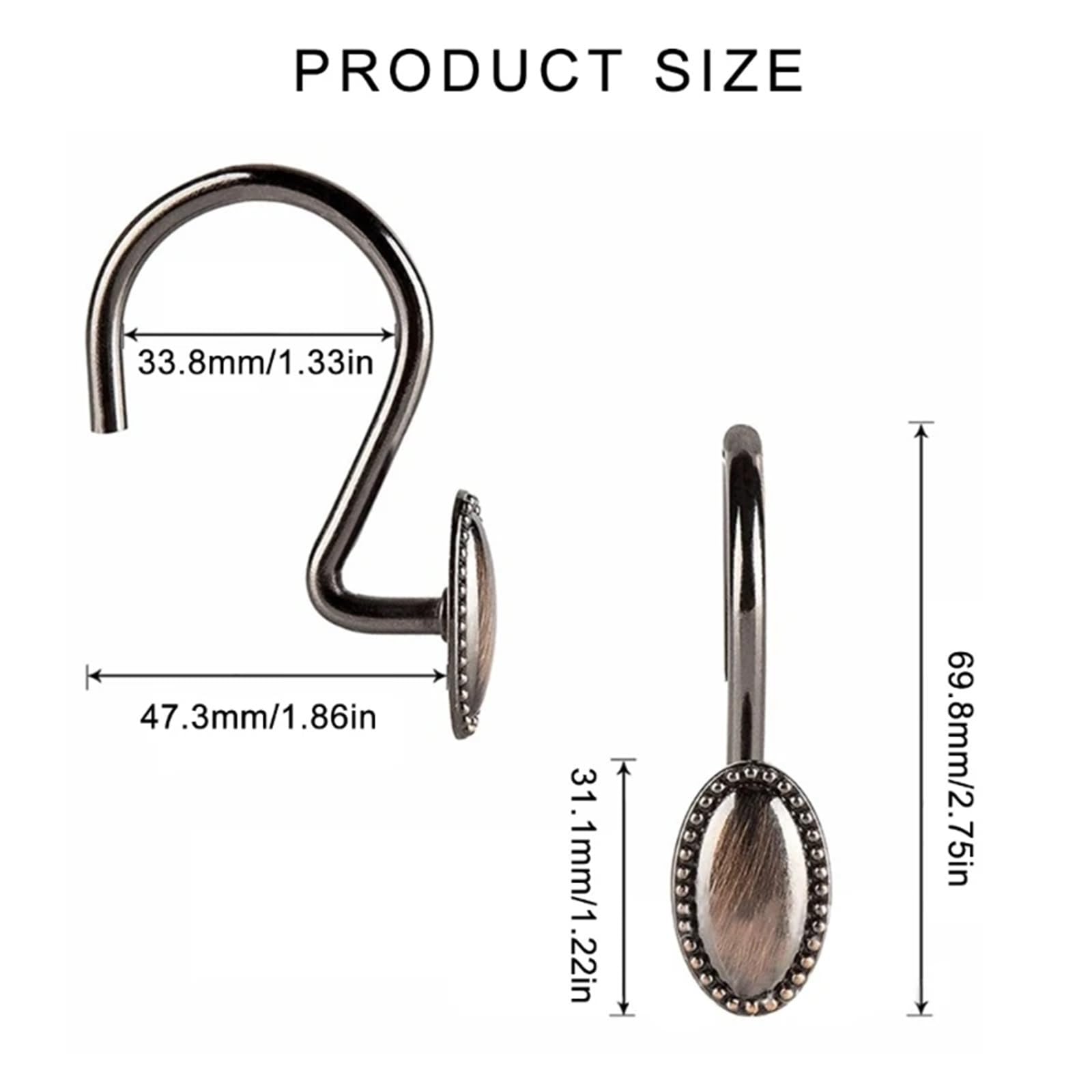 Ganci for tende da doccia da 12 pezzi, anelli in acciaio inox, ganci moderni for un facile spostamento(Bronze)