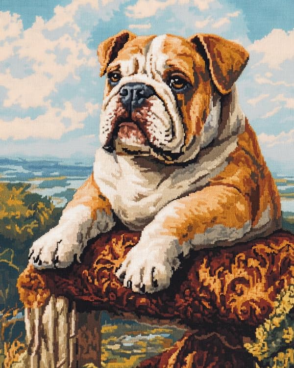 Point de croix estampé bouledogue à broder soi-même avec amour