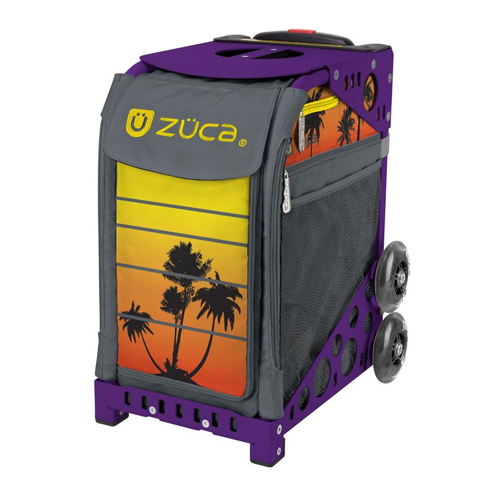 Zuca Palm Island Tropical Sunset Sport Bag and Purple Frame with Flashing Wheels