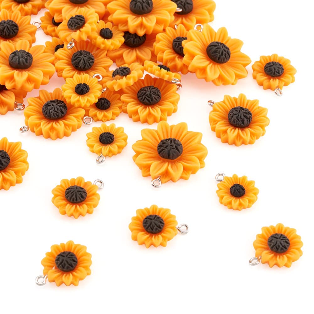 100 Ciondoli Misti In Resina: Margherite E Girasoli Con Retro Piatto Per Crafting, Scrapbooking E Bigiotteria Fai Da Te - 3