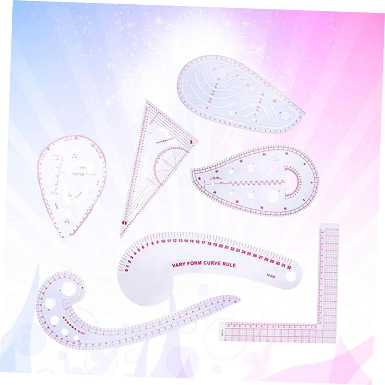 SHINEOFI 7 Piezas Reglas de Corte para Costura Herramientas de Medición Reglas Multifuncionales para Patchwork Acolchado Uso el Hogar Medida para Ropa