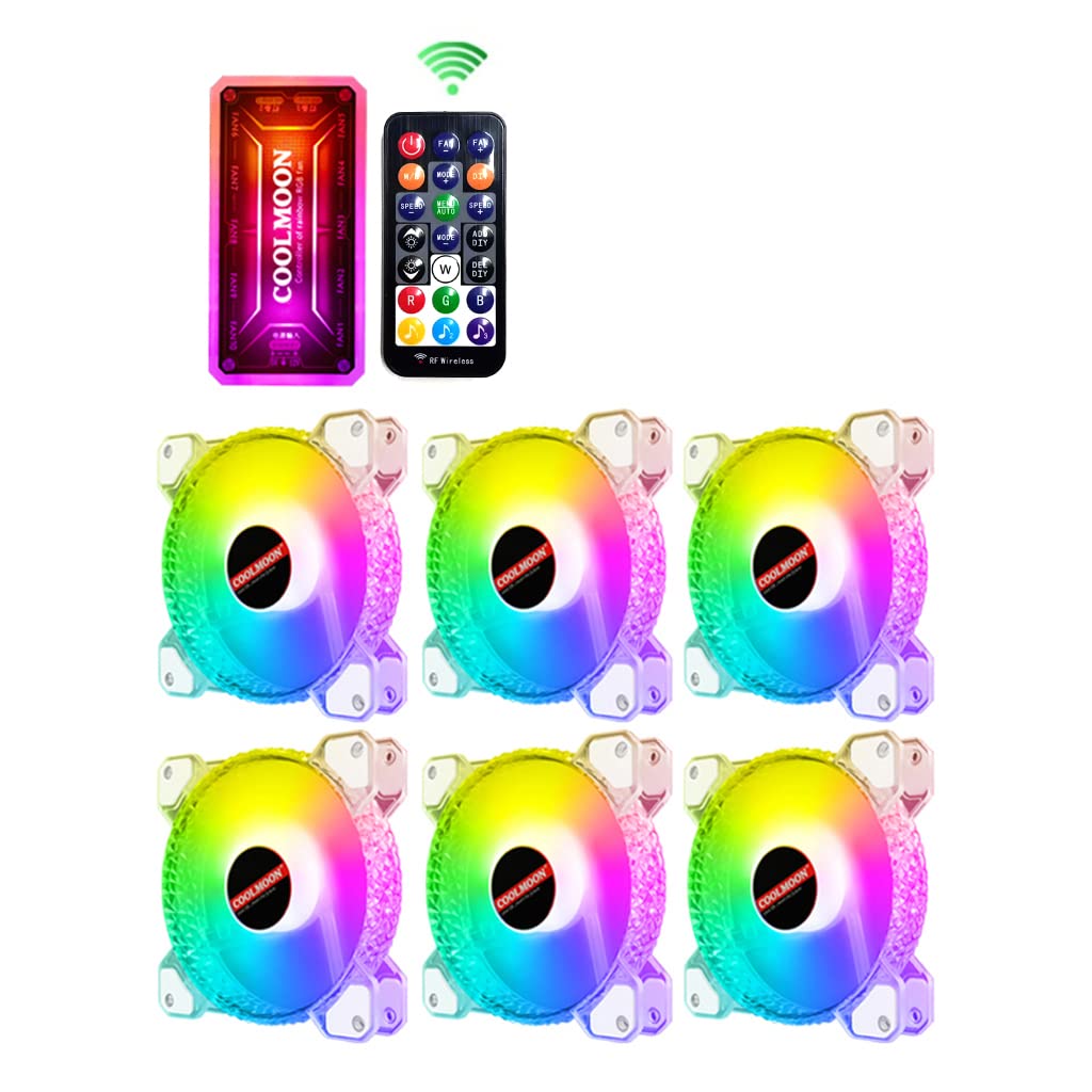 PLMN Coolmoon Computer PC Fan Adjust RGB Cooling Fan 120mm PWM 6PIN Adjustable Aperture RGB Case Fans