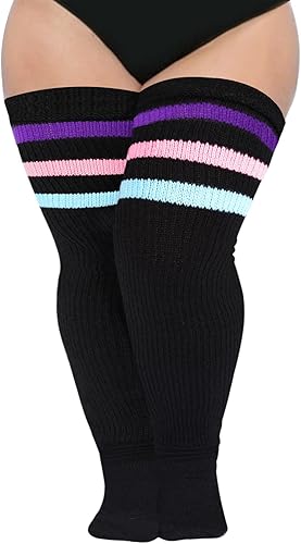 Abodhu Calcetines altos hasta el muslo de talla grande para muslos gruesos para mujer, extra largos, ampliados, de punto grueso