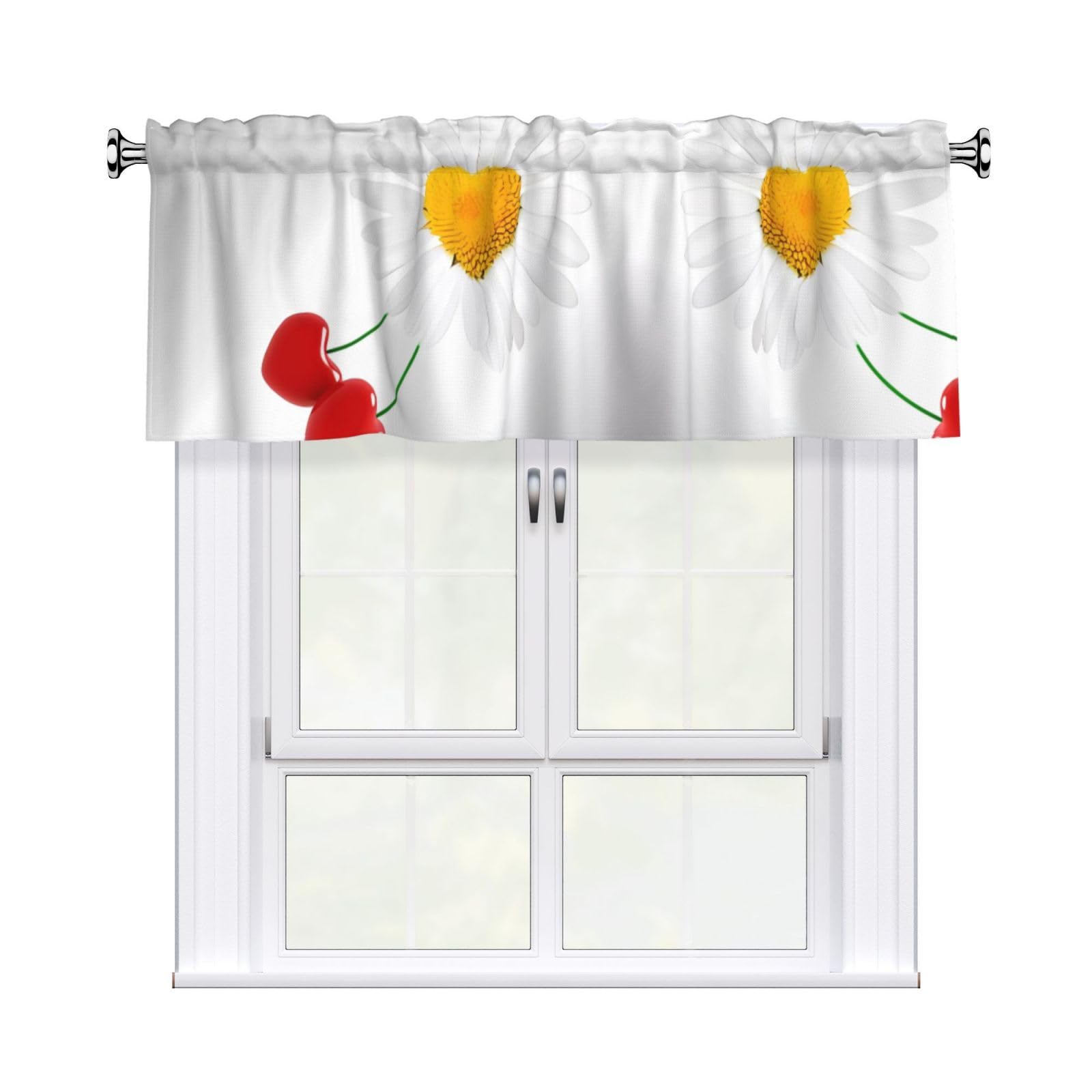 WHJSSF Daisy Heart Love Romance Prints Housewarming Gift – Peach Skin Window Valance 54x18 for a Cozy Kitchen Refresh