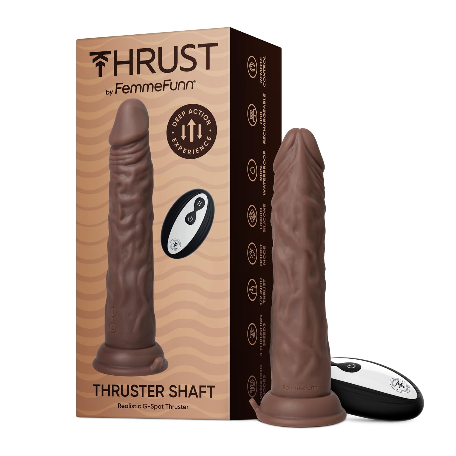 Femmefunn Thruster Shaft Dildo Brown 22,3 cm