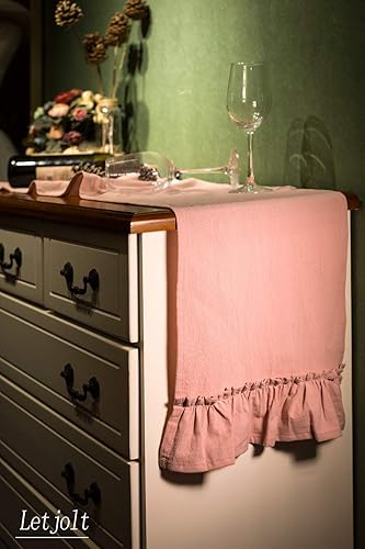Miniatura 4 de Letjolt Camino de mesa rosa de 108 pulgadas de largo con volantes para baby shower, novia, decoración rústica de mesa para el hogar
