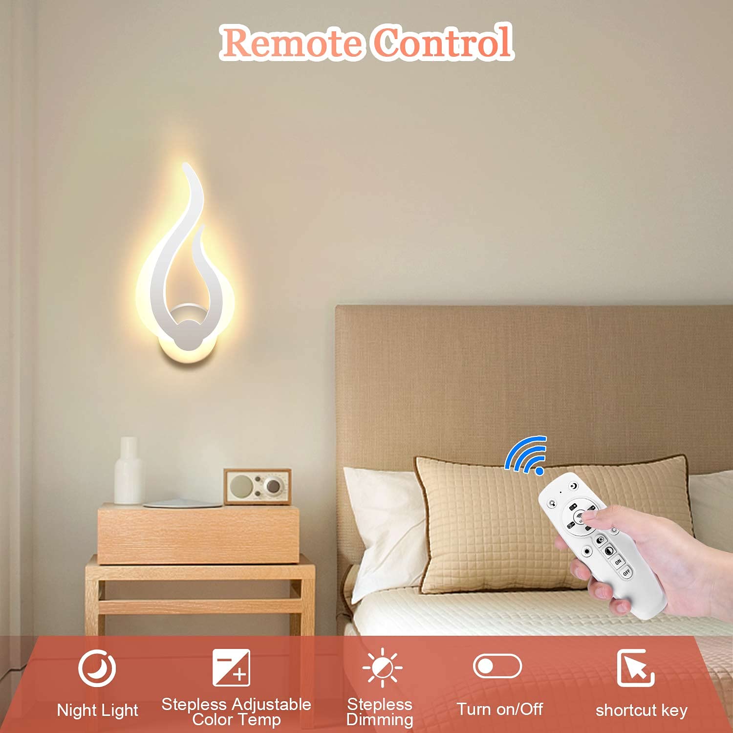 Lightess 2 Piezas Apliques de Pared LED Regulable Inteligente 2.4G Lámpara de Pared Control de Aplicaciones y Control Remoto Luz Interior Moderna Brillo Ajustable para Sala, Escalera, (2700K-6500K) | Luz de Pared 2.4G, 2700K-6500K Brillo Ajustable, Contro